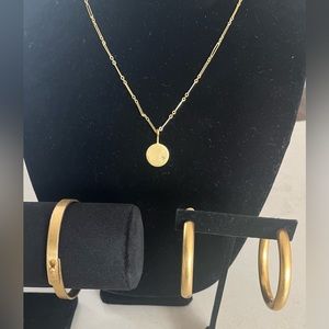 Madewell glider bangle/bracelet, Chunky hoop earrings and necklace set.